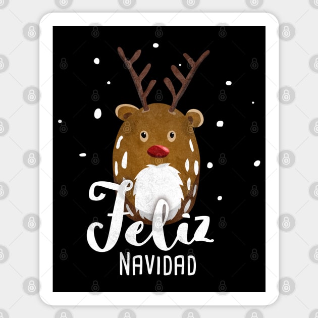 Feliz Navidad Merry Christmas With Reindeer Rudolph Sticker by Bumblebeast